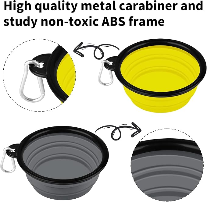 COOYOO Collapsible Dog Bowl,2 Pack Collapsible Dog Water Bowls for Cats Dogs,Portable Pet Feeding Watering Dish for Walking Parking Traveling with 2 Carabiners