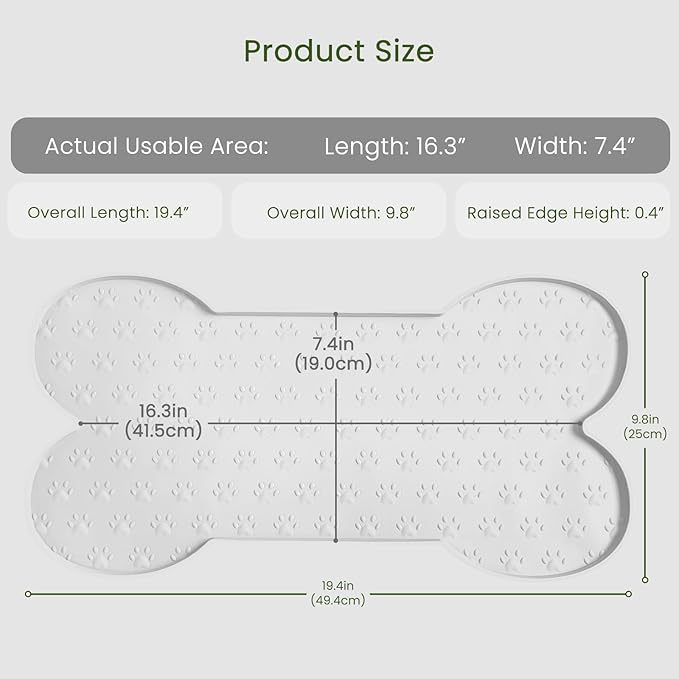 PWTAA Dog Food Mat Anti-Slip Silicone Dog Bowl Mat Thicker Pet Placemat Waterproof Cat Feeder Pad with Raised Edge Puppy Kitten Feeding Mats Suitable Small Medium-Sized Dogs Cats Eating Tray
