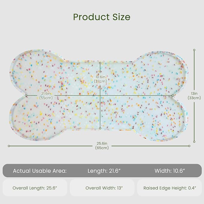 PWTAA Dog Food Mat Anti-Slip Silicone Dog Bowl Mat Thicker Pet Placemat Waterproof Cat Feeder Pad with Raised Edge Puppy Kitten Feeding Mats Suitable Small Medium-Sized Dogs Cats Eating Tray