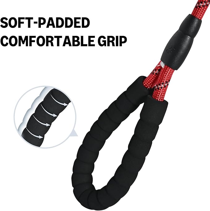 Amazon Basics Round Dog Leash, Heavy Duty, Durable Rope for Small, Medium, and Large Dogs, Lightweight Design for Walking, Training, and Outdoor Activities, Red, 6 Ft