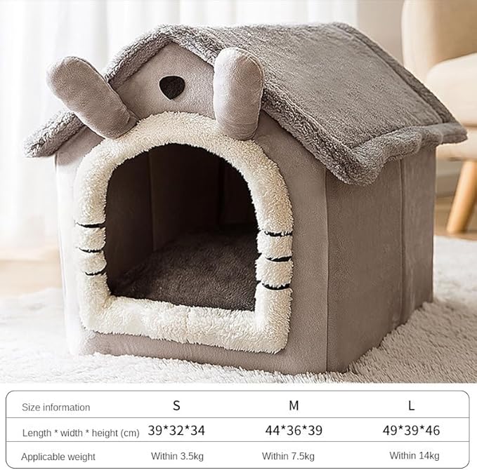 Dog Houses Soft Indoor Enclosed Tent Huts Warm Cave Dog Kennel House Type Winter Warm Small Dog Teddy Four Seasons Universal Removable and Washable Dog House Cat Nest Bed Pet Supplies