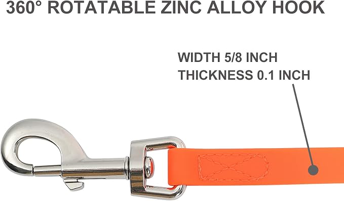 Waterproof Long Leash Durable Dog Recall Training Lead Great for Outdoor Hiking, Training, Yard, Beach and Swimming (Orange, 10ft)