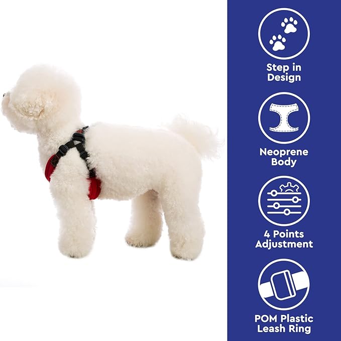 Gooby Escape Free Sport Harness - Red, Small - No Choke Step-in Patented Neoprene Dog Harness with Four-Point Adjustment for Small to Medium Dogs