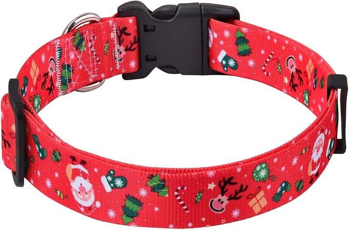 Mihqy Christmas Dog Collar - Premium Adjustable Dog Collar for Small Medium Large Dogs (Christmas,L)