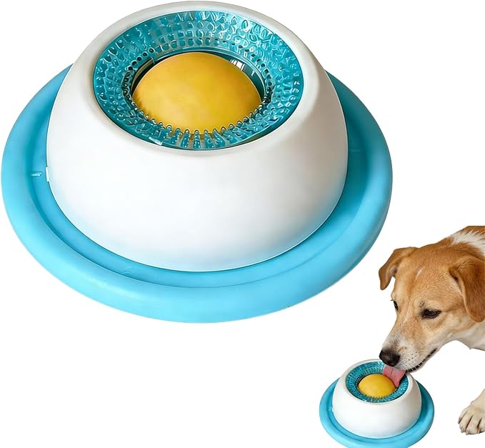 New Lick Sphere Dog,Feeder Dog Bowls for Liquid Treat,Large Medium Small Breeds Dietary Supplement/Post-op Nutrition,Interactive Slow Feeder & Anxiety Relief Treat (Blue(for Dogs))
