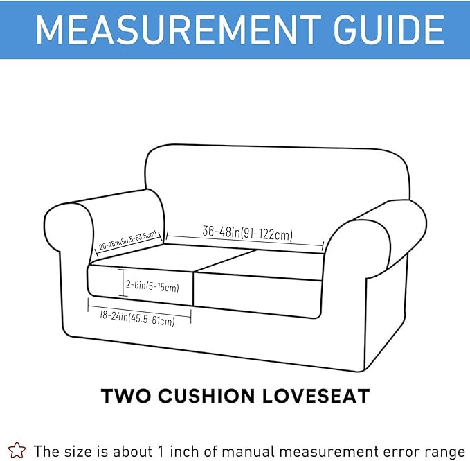 hyha Waterproof Couch Cushion Covers for Pets, Non Slip Sofa Cover for Dogs Washable, Soft Thick Stretch Jacquard Fabric, Sofa Slipcovers with Elastic Bottom (2 Pieces, Cream White)