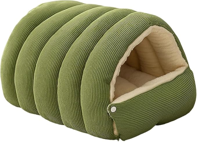 Cozy Plush Pet Cave Bed with Removable Cushion for Cats & Small to Medium Dogs - Winter Warm Hideaway, Washable, Light Beige (XL)
