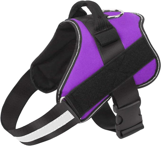 Dog Harness, No-Pull Reflective Dog Vest, Breathable Adjustable Pet Harness with Handle for Outdoor Walking - No More Pulling, Tugging or Choking (Purple, S)