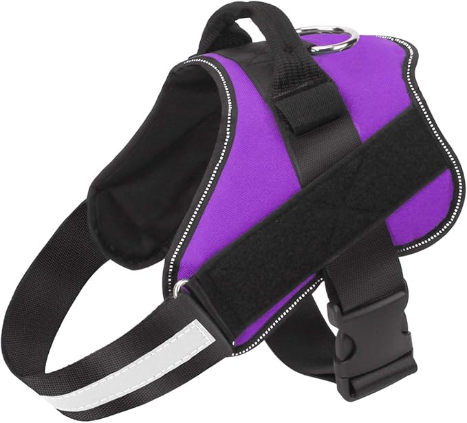 Dog Harness, No-Pull Reflective Dog Vest, Breathable Adjustable Pet Harness with Handle for Outdoor Walking - No More Pulling, Tugging or Choking (Purple, XS)