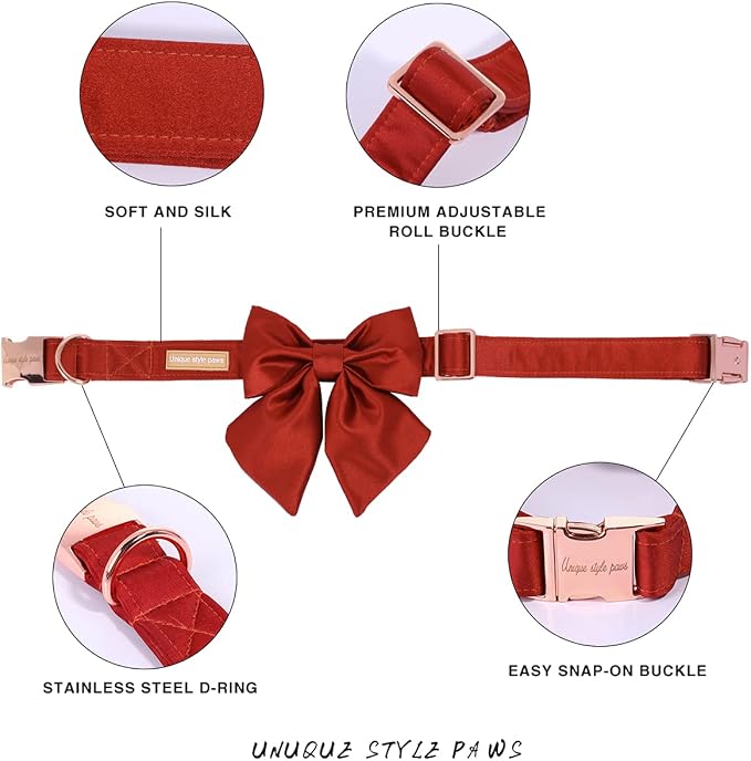 Unique style paws Silk Halloween Dog Collar Adjustable Durable Dog Collar with Bow Holiday Bowtie Collar for X-Small Puppy and Cats