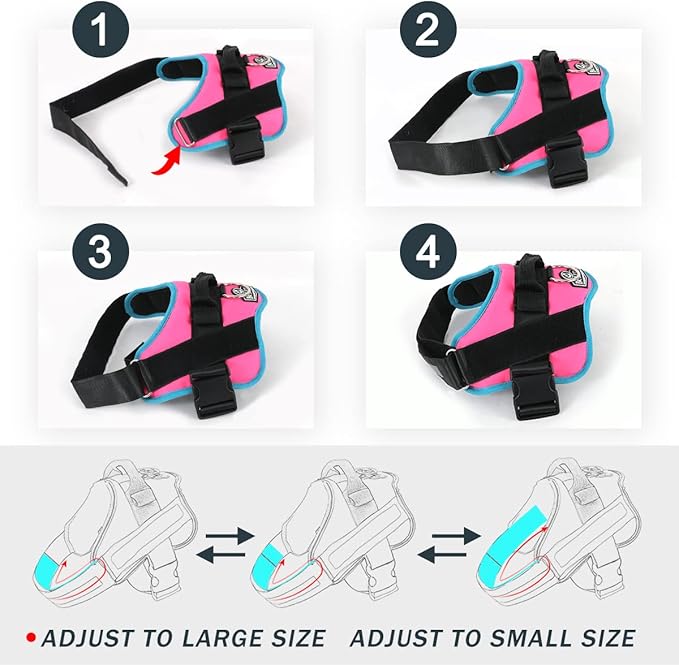 Dog Harness, No-Pull Reflective Dog Vest, Breathable Adjustable Pet Harness with Handle for Outdoor Walking - No More Pulling, Tugging or Choking Small (Pack of 1) RoseTurquoise