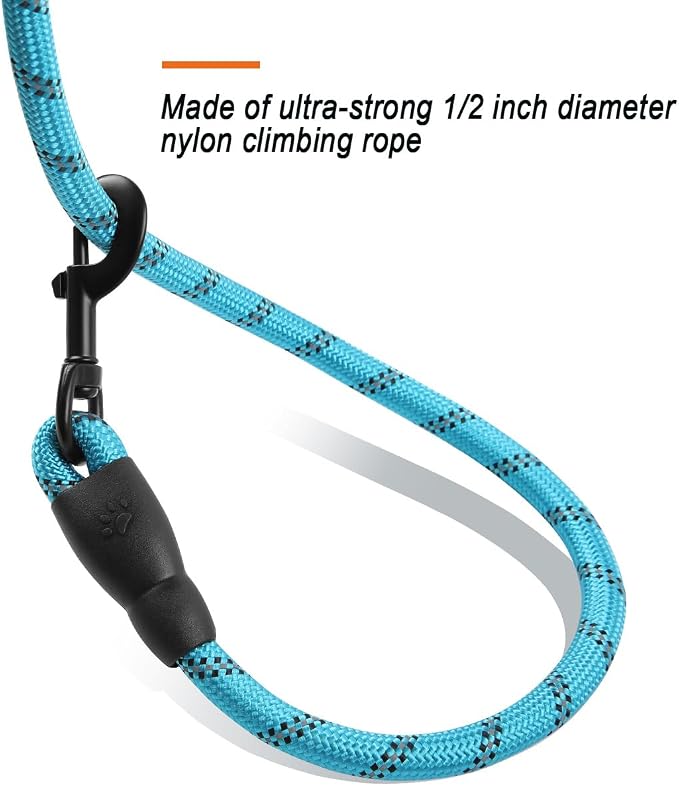 BARKBAY Dog Leashes for Large Dogs Heavy Duty Dog Leash 4/5/6 FT with Comfortable Padded Handle and Highly Reflective Threads for Medium Large Dogs Walking Training Running (5FT-1/2'',Blue)