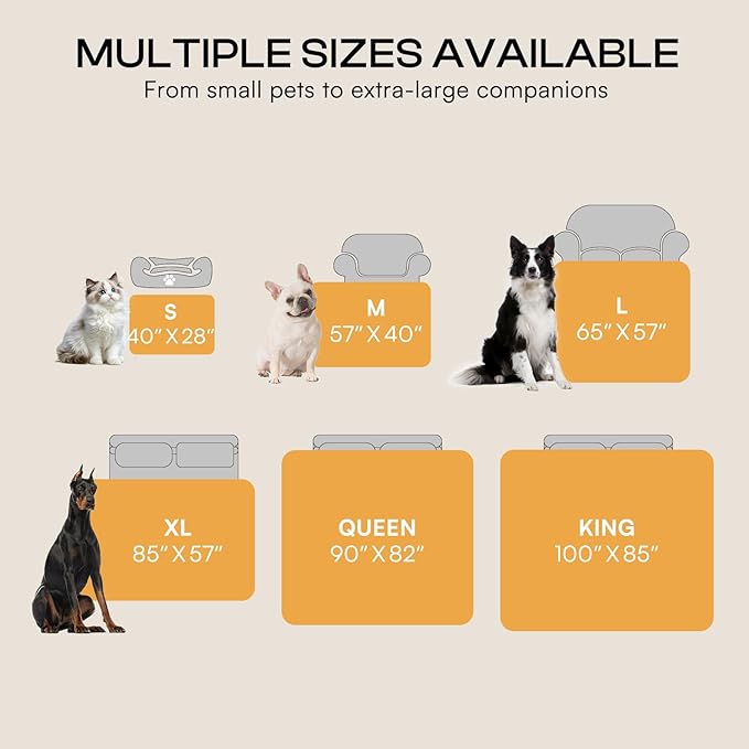 Waterproof Pet Blanket, Liquid Pee Proof Dog Blanket for Sofa Bed Couch, Reversible Sherpa Fleece Furniture Protector Cover for Small Medium Large Dogs Cats, Grey Beige Small（40" x 28"）