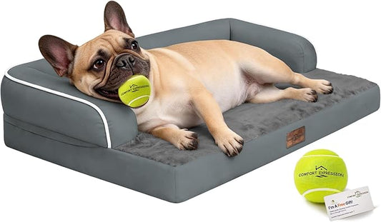 Comfort Expression Memory Foam Large Dog Bed - Waterproof Orthopedic Dog Beds with Washable Removable Cover Pet Sofa Couch, 36 x 27