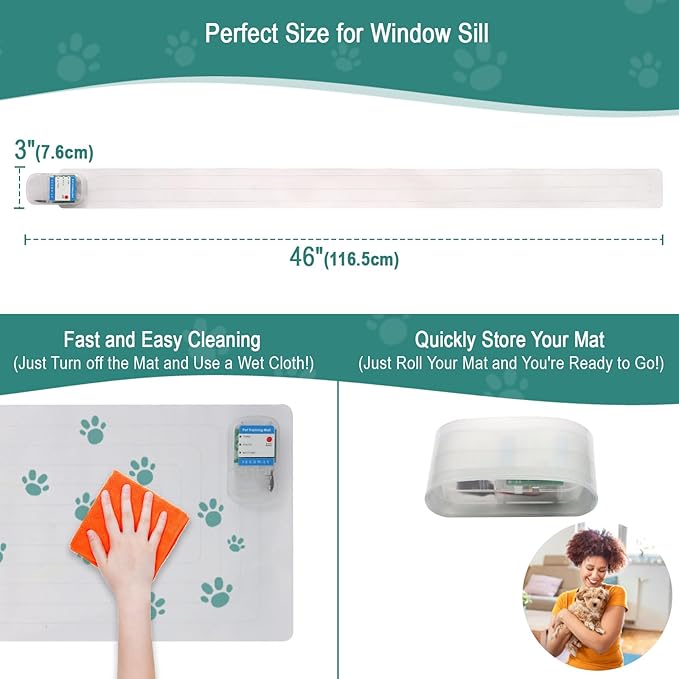 SEERWAY 46"x3" Strip Pet Training Mat - Narrow Electric Shock Pad for Windowsills, Counters & Table Edges, 3 Modes with Tester for Dogs & Cats