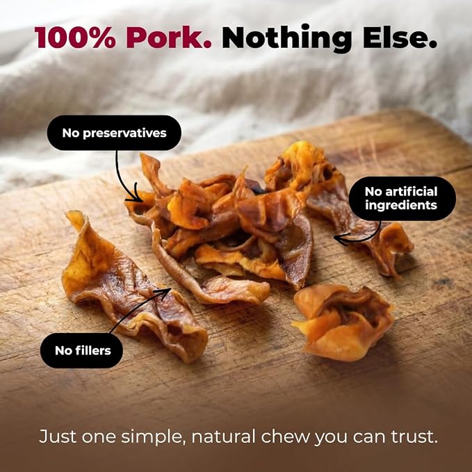 Best Pet Supplies GigaBite Roasted Pig Ears for Dogs - Natural Dog Chews, Roasted Pigs Ears, Safe for Puppies and Aggressive Chewers, Cleans Teeth and Gums - Slivers, 1.8 Pounds