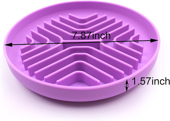 Slow Feeder Bowls for Dogs and Cats, 7.9inch Slow Down Bowl with Suction Cups, Puzzle Pet Bowls Non-Slip Design Dishwasher Microwave Safe 2PCS (Purple+Beige)