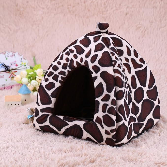 Strawberry Plush Pets House Washable Pets Cave Sofa Half-Closed Fluffy Dogs Room Soft Puppy House for Winter Indoor