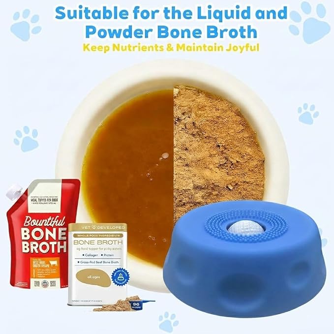 Slow Feeder Dog Bowls for Liquid Treat, Interactive Lick Bowl Anti-Slip Slow Feeder for Wet Food, Water & Treats Lick Toy for Large Medium Small Breeds Dietary Supplement/Post-op Nutrition (Blue)