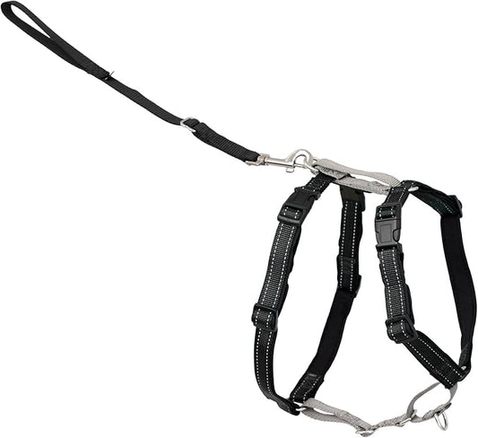 PetSafe 3 in 1 No-Pull Dog Harness for Large Dogs - Walk, Train or Travel - Helps Pets from Pulling on Walks - Seatbelt Loop Doubles as Quick Access Handle - Reflective - Large, Black