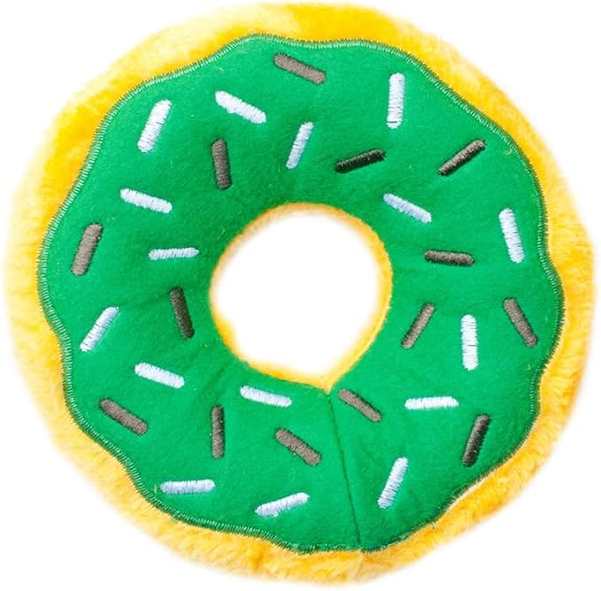 ZippyPaws Donutz - No Stuffing Dog Toys to Keep Them Busy, for Small and Medium Dogs, Squeaky Pet Toy for Boredom, Unstuffed Chew Toy, Soft Plush Puppy Products, Funny Food Toy - Mint Chip Donut