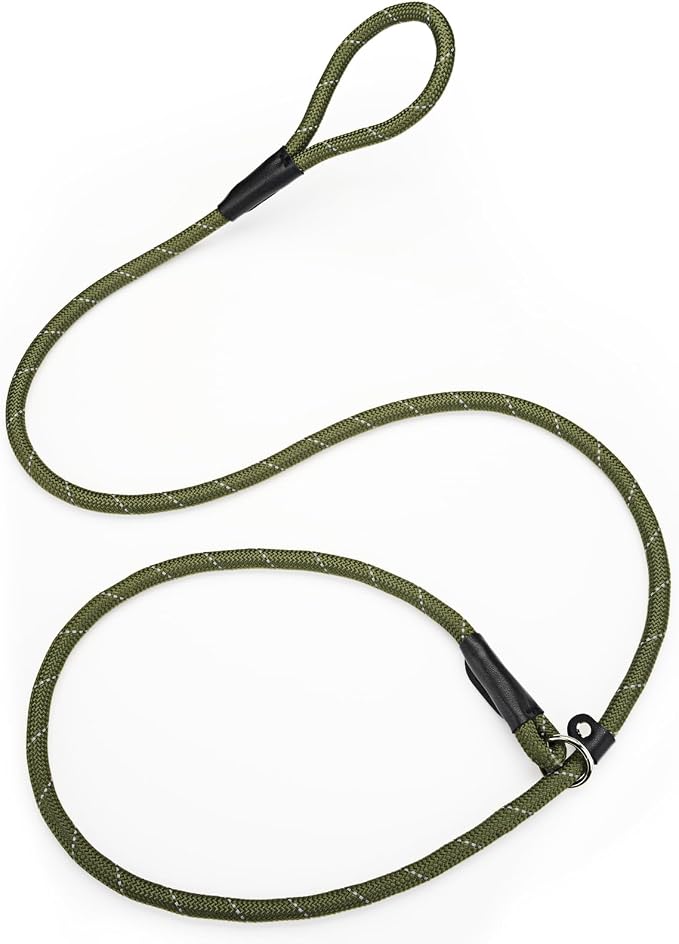 Reflective Slip Leads for Dogs,6FT x 1/2" Dog Leash Heavy Duty Strong Rope Lead for Large, Medium Dogs, No Pull Pet Training Leash(Green, Large(1/2in-6ft))