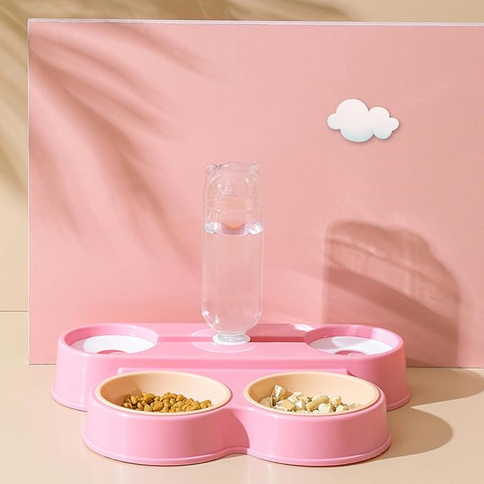 Dogs Bowl Automatic Cats Food Bowl 4 in 1 Pet Food Feeders with Automatic Water Bottle Bowl Double Bowl Dog Feeder Toy