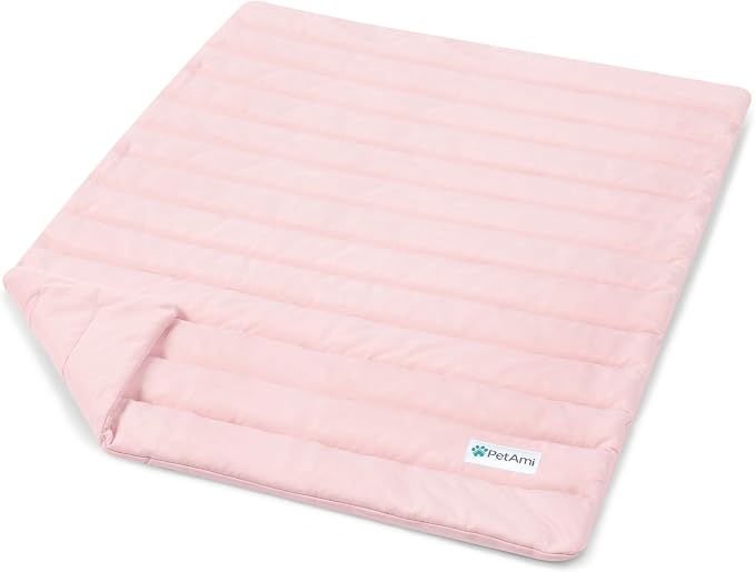 PetAmi Dog Cooling Mat, Q-Max Pet Cooling Blanket with Thick Cushioning, Self Cooling Pad for Dogs & Cats, Reversible Summer Mat for Crate, Couch, Kennel, Pink, Medium (29x40)