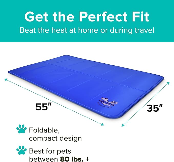 Arf Pets Dog Cooling Mat 35” x 55” Pad for Kennels, Crates & Beds, Non-Toxic, Solid Self-Cooling Gel .No Fridge or Electricity Needed