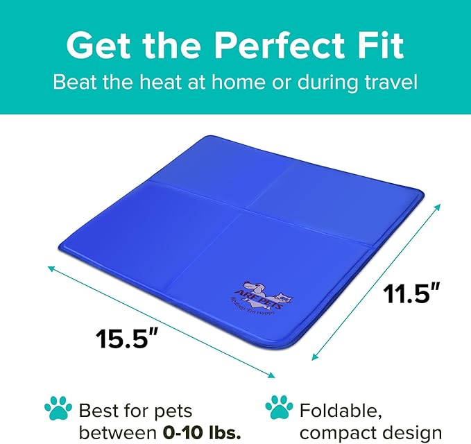 Arf Pets Dog Self Cooling Mat 11.5 x 15.5, Pad for Kennels, Crates and Beds, Non-Toxic, Durable Solid Cooling Gel Material. No Refrigeration or Electricity Needed, Ex-Small