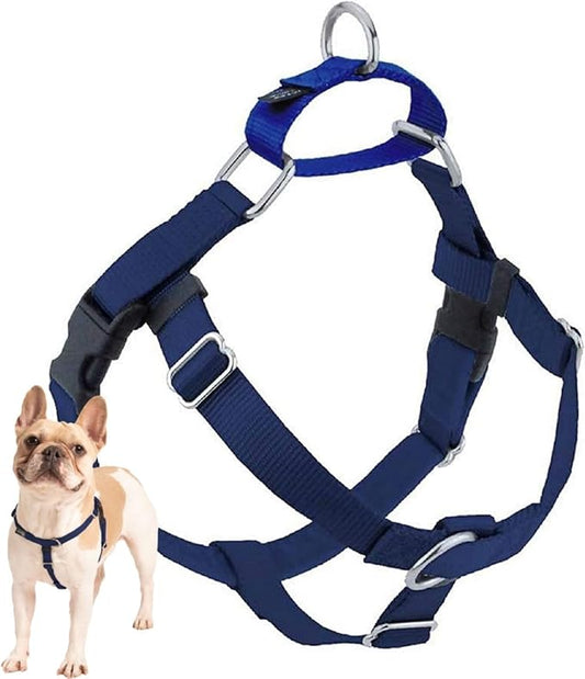 2 Hounds Design Freedom No Pull Dog Harness, Adjustable Harness, Easy Walking & Comfortable Control, Fits Small, Medium & Large Dogs, Solid Colors, Made in USA, 5/8" SM, Navy