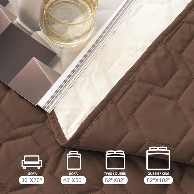 Tcksstex Waterproof and Anti-Slip Dog Bed Cover and Pet Blanket Sofa Pet Bed Mat car Incontinence Mattress Protectors Furniture Couch Cover for Most Cats Dogs, Pets（30x70-Chocolate）