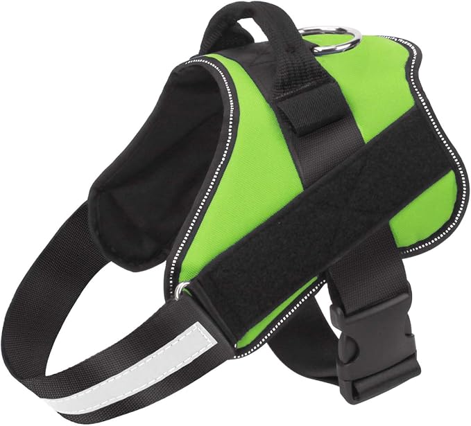 Dog Harness, No-Pull Reflective Dog Vest, Breathable Adjustable Pet Harness with Handle for Outdoor Walking - No More Pulling, Tugging or Choking (Green, L)