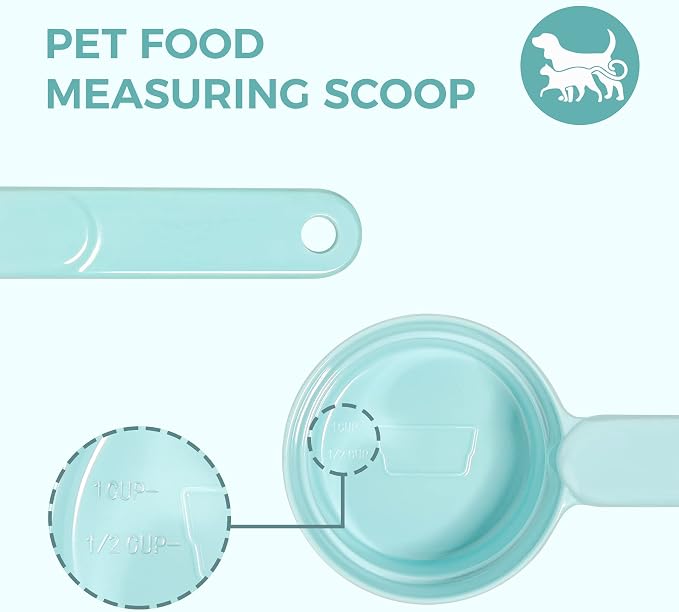 ComSaf MSBC Melamine Pet Food Scoop, Cat Food Measuring Cups, Comfortable Long Handle Scoop for Dog, Cat, Ferret and Rabbit Food, 1 Cup Size Pet Food Feeding Scoop (Blue)