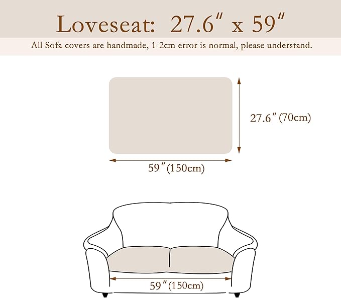 MEETSKY Couch Cover for Dog Washable, Non-Slip Pet Friendly Sofa Covers for 2 Cushion Couch Dog Mats for Couches Sofa Protector for Loveseat Soft Furniture Covers, 27.6" x 59", Cream