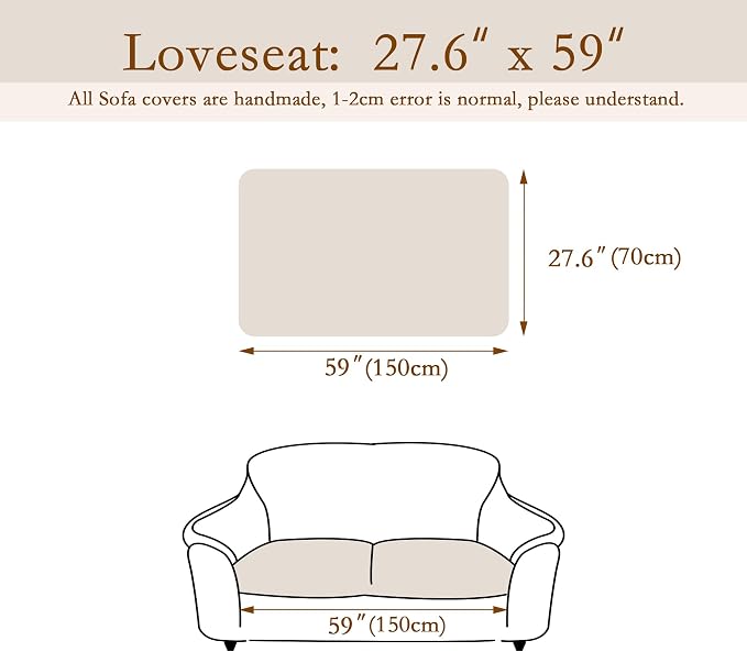 MEETSKY Couch Cover for Dog Washable, Non-Slip Sofa Protector for Loveseat Pet Friendly Sofa Covers for 2 Cushion Couch Dog Mats for Couches Soft Furniture Covers, 27.6" x 59", Oatmeal