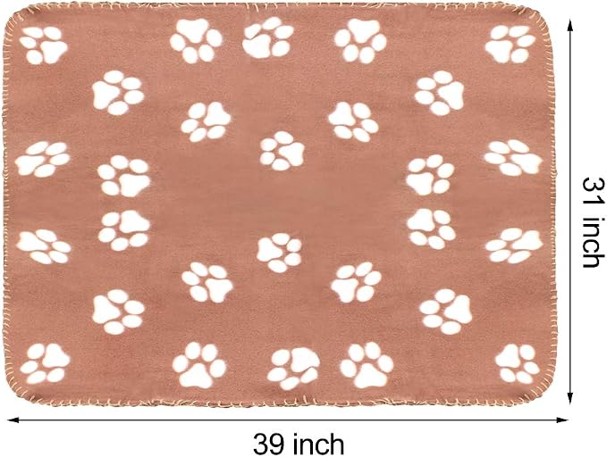 Comsmart Dog Blankets for Small Dogs, 6 Pack Puppy Blanket Cute Paw Print Pet Blanket for Dog, Puppy, Cat, Kitten, 39x31 inches, Brown
