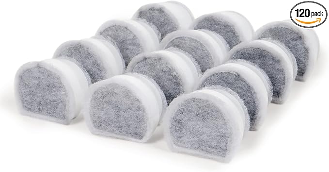 PetSafe Drinkwell Avalon & Pagoda Fountain Activated Carbon Filters - Better Hydration Choice - Long-Lasting Purity - Odor-Free Drinking - Universal Filter Replacement (Pack of 120)