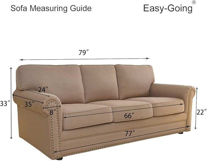 Easy-Going Reversible Couch Cover for 3 Cushion Couch Sofa Cover for Dogs Water Resistant Furniture Protector Cover with Foam Sticks Elastic Straps for Pet Cat (Sofa, Army Green/Beige)