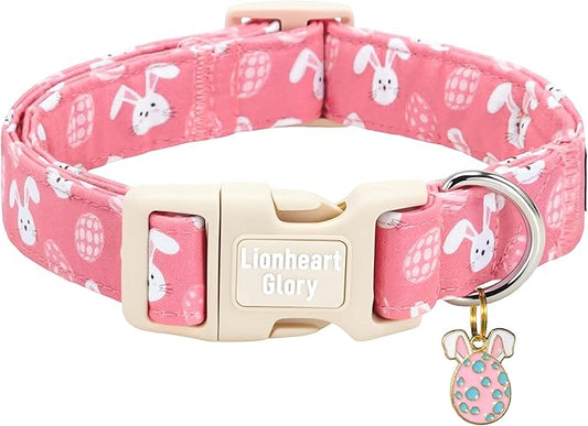 Lionheart glory Easter Day Dog Collar - Dog Collars Soft Adjustable Buckle Cute Easter Rabbits Pattern Pink Male Female Spring Bunnies Pet Collars for X-Small Dogs Puppy