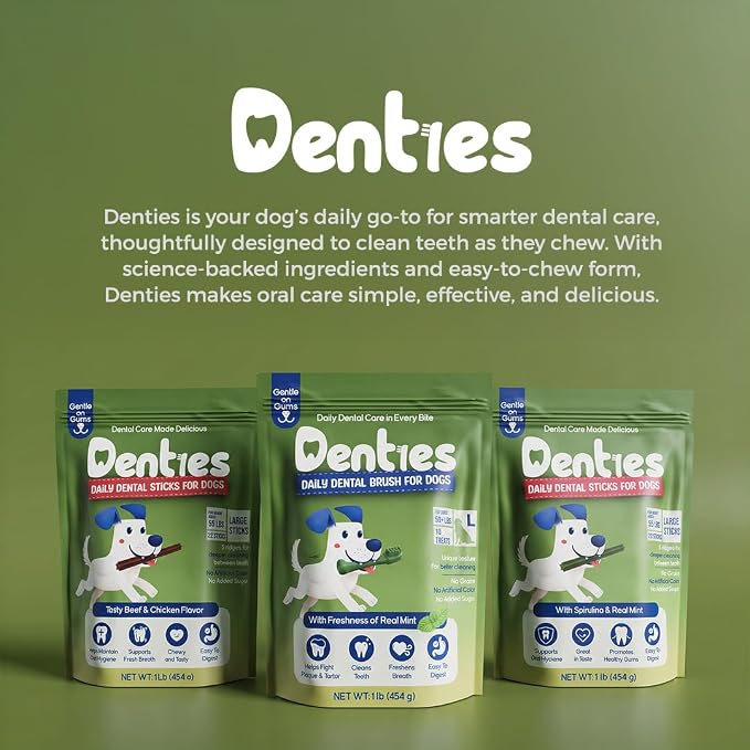 Dental Chews for Dogs–Dental Sticks for Small Dogs(Up to 22lbs), Dog Dental Treat Cleans Teeth, Freshen Breath, Reduce Plaque Tartar, Chicken Spirulina & Mint Recipe, 16 oz Pack, 35 Treats