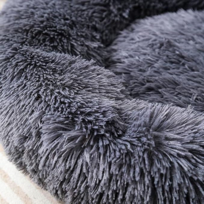 Cat Bed Pet Bed Fluffy Round Dog Bed Rabbit Bed Dog Small Bed Donut Non-Slip Calming Soft Donut Cuddler Cushion Self Warming for Small Dogs Kittens for 5Kg Pet