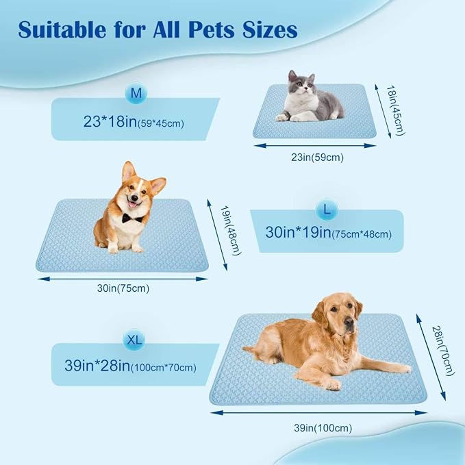 Dog Cooling Mat Thicken Cooling Mat for Dogs Self Cooling Chew Proof Dog Bed Mats Non-Slip Dog Bed Mats (Q-Max>0.5) for Indoor & Outdoor Car Seats