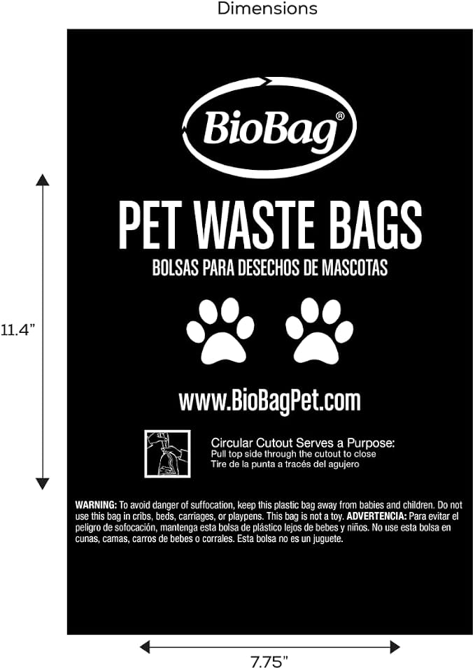 BioBag Premium Pet Waste Bags, Standard Size, 200 Count, Great For All Dog Breeds, Fits in Standard Park Dispensers