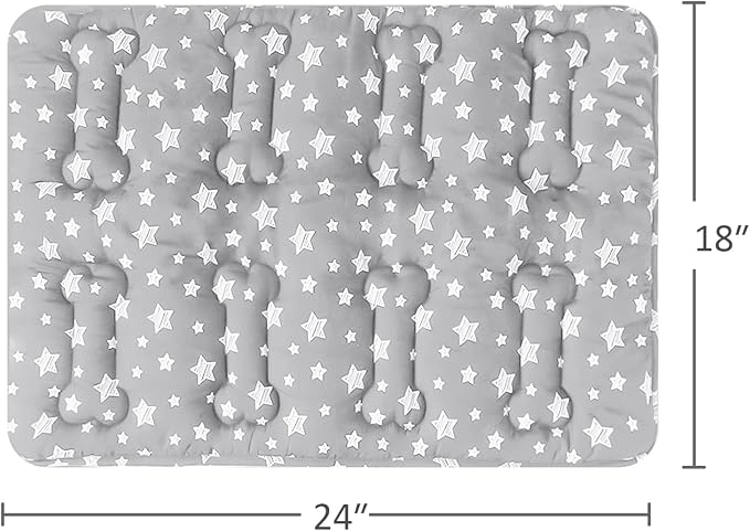 Moonsea Dog Crate Mat (24" X 18") 2 Pack, Soft Bed Mat with Cute Prints, Personalized Dog Crate Pad, Anti-Slip Bottom, Machine Washable Kennel Pad, Grey