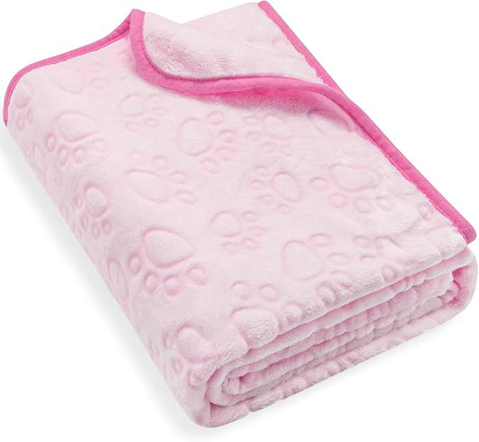 Pink Cat Blanket for Kitten Beds, Flannel Pink Stuff Cute Paw Print, 24 * 32 inches Dog Girls Blanket, Puppy Ragdoll Kitten Necessities