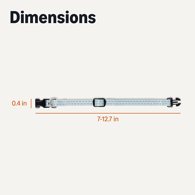 Amazon Basics Reflective & Adjustable Dog Collar, Featuring a Metal D-Ring and Quick-Release Buckle,Size XS, Blue