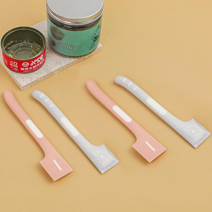 4 PCS Pet Food Spoon, Cat Wet Food Spoon Pet Food Mixing Spoons Set Cat Spatula Dog Food Can Supplies Canned Scoop for Dog Cat Feeding Can