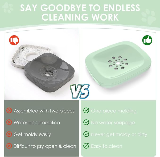 AONKEY 3L Dog Water Bowl No Spill, 101oz Large Spill Proof Dog Bowl Reduce Refill, Anti Splash No Mess Dispenser Dripless Slow Drinking Water Bowl for Sloppy Messy Drinkers (Sprout Green)