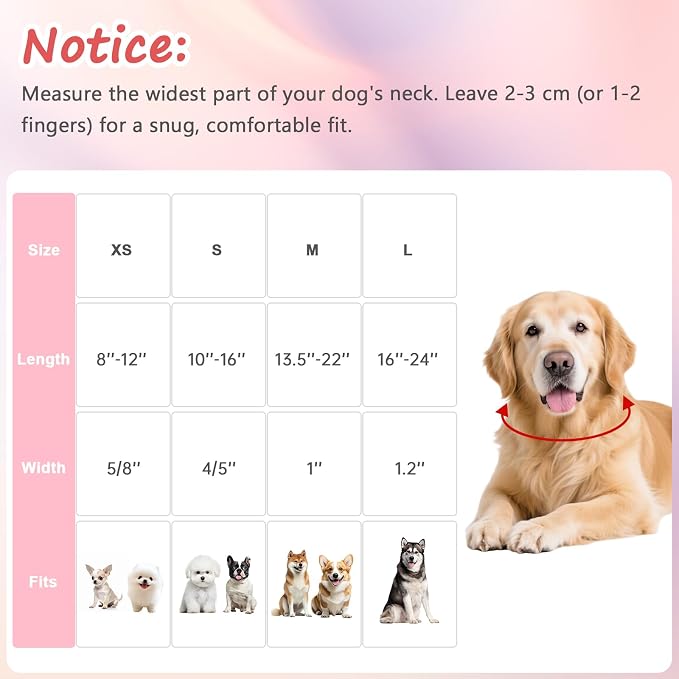 Dog Collar with Roses Patterns, Spring Summer Collection Pink Dog Collar with Exquisite Pendant, Durable Adjustable Collars for Gifts & Daily Use-M